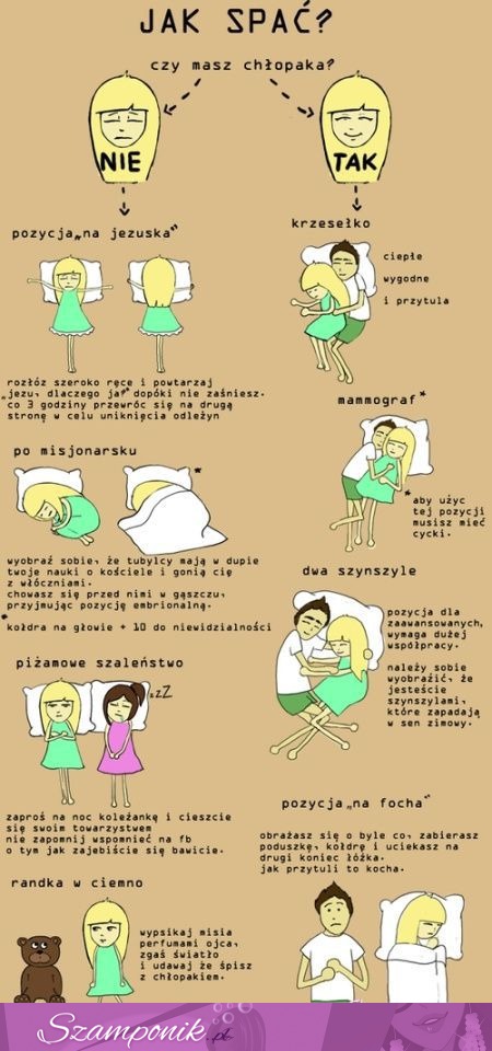 Przewodnik jak spać gdy się jest singlem lub w związku ;)