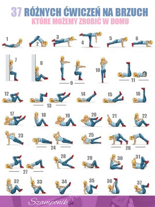 Różne ćwiczenia na brzuch