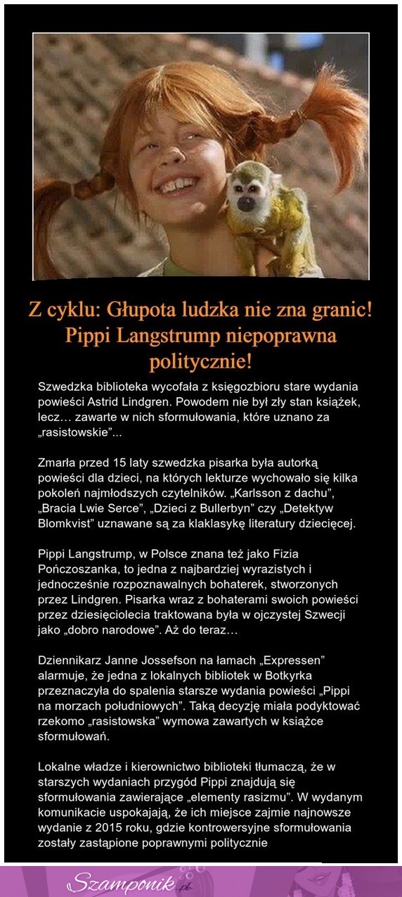 Poprawność polityczna nie zna granic! Pippi Langstrump niepoprawna politycznie?