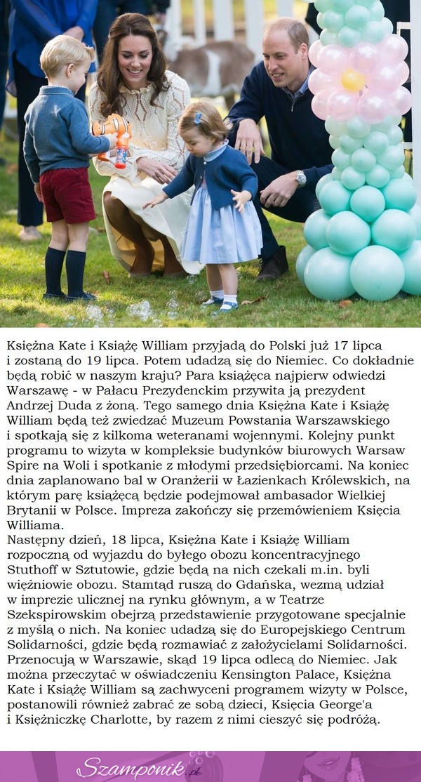Księżna Kate i Książę William w Polsce - przyjadą z dziećmi!