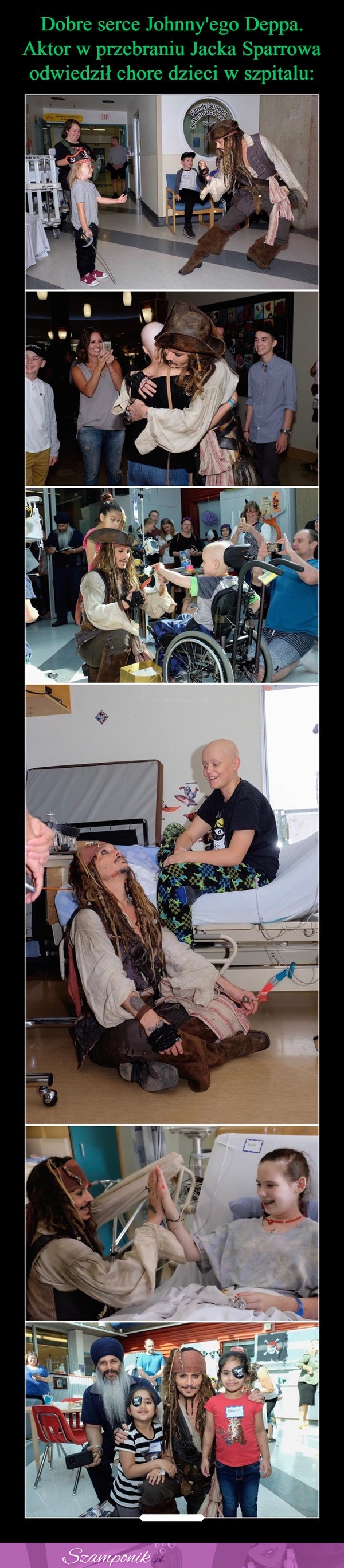 Dobre serce Johnny'ego Deppa. Aktor w przebraniu Jacka Sparrowa odwiedził chore dzieci w szpitalu!