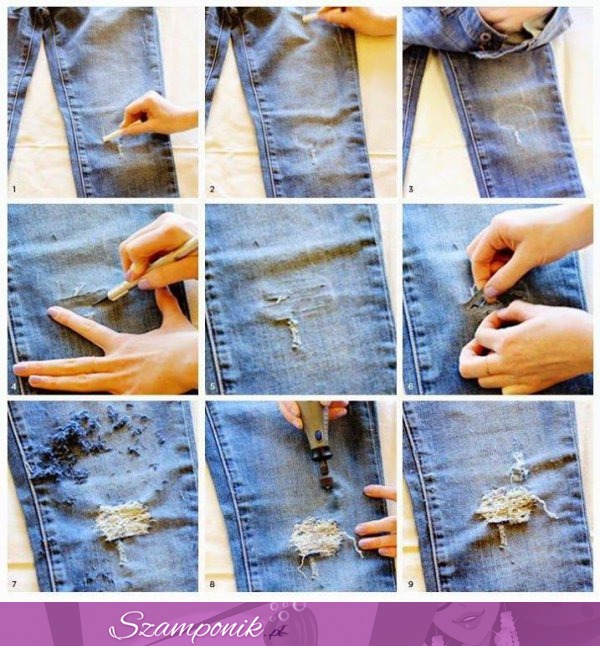 Jak przerobić jeansowe spodnie na modne wytarcia