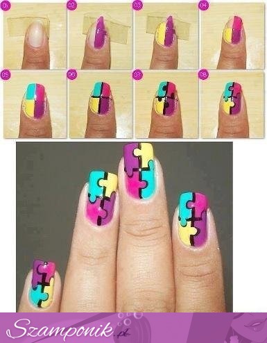 Jak zrobić puzzle na paznokciach? :)