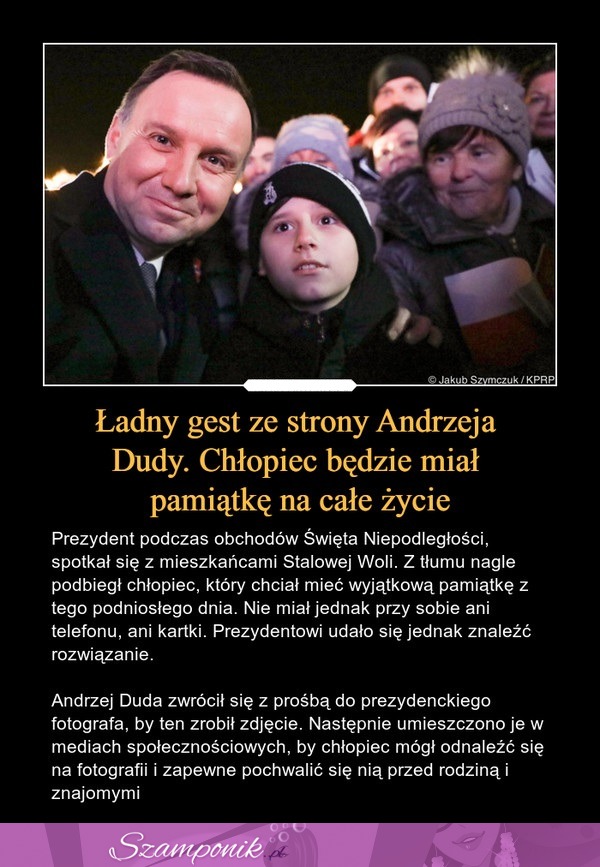 Ładny gest ze strony Andrzeja Dudy. Chłopiec będzie miał pamiątkę na całe życie!